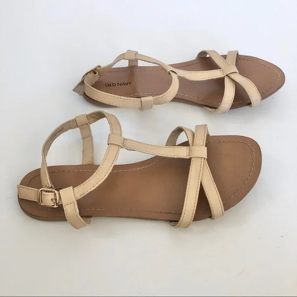 Old Navy Tan Nude Gladiator Sandals Size 7 - Picture 2 of 5